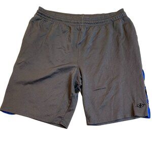 Nordictrack Mens Athletic Shorts Large Gray & Blue With Elastic Waistband